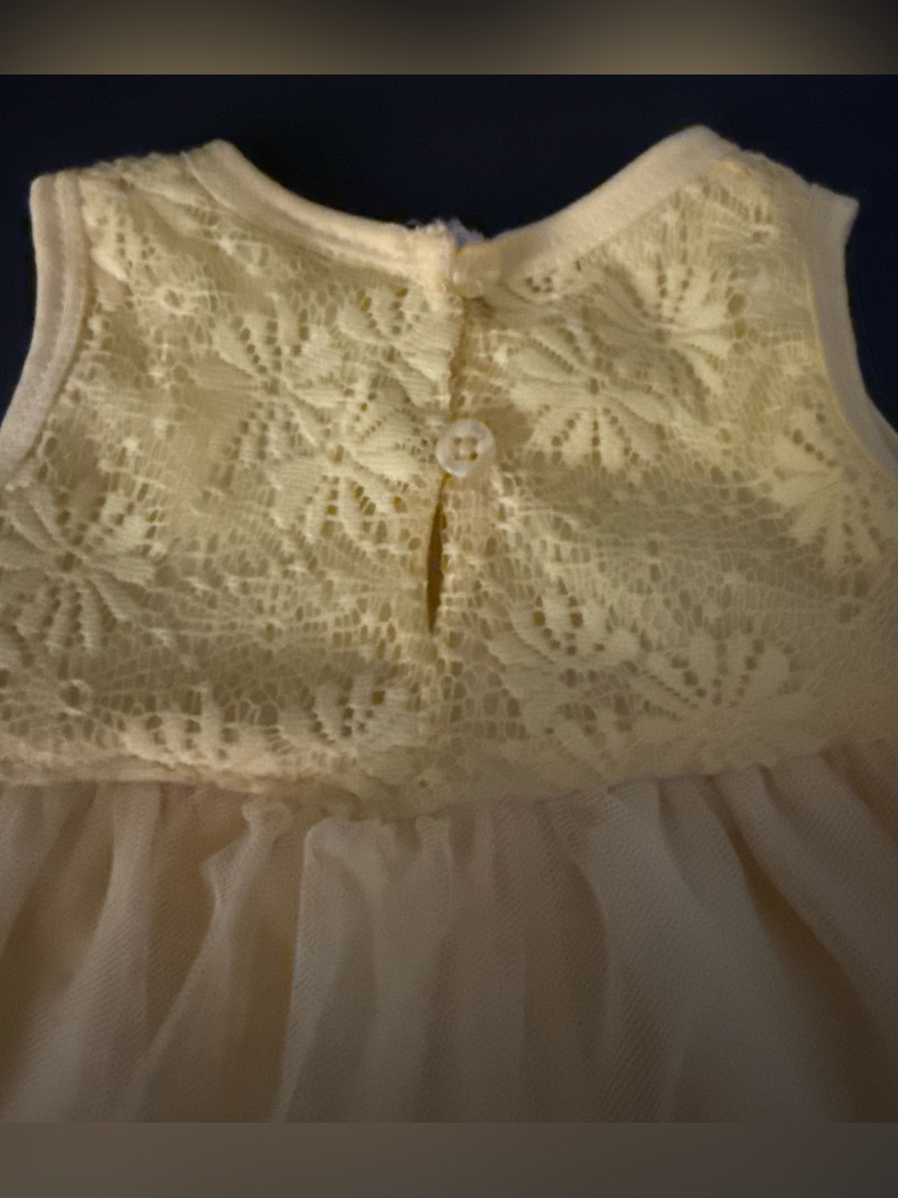 Darling Yellow Lace & Tulle Tiered Dress with Daisy Trim - Picture 6 of 6